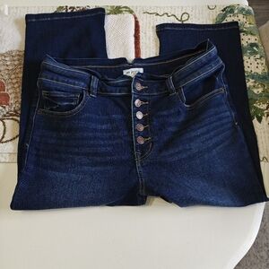 M Jeans Women's Dark Blue Denim Capri Button Fly